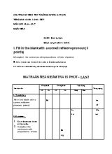 Đề kiểm tra lần 2 học kì II Tiếng anh lớp 8 - Năm học 2016-2017 - Trường THCS Vĩnh Công